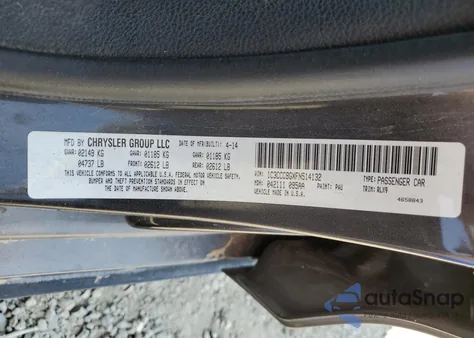 2015 Chrysler 200 S z USA, uszkodzony, nr VIN 1C3CCCBGXFN514132